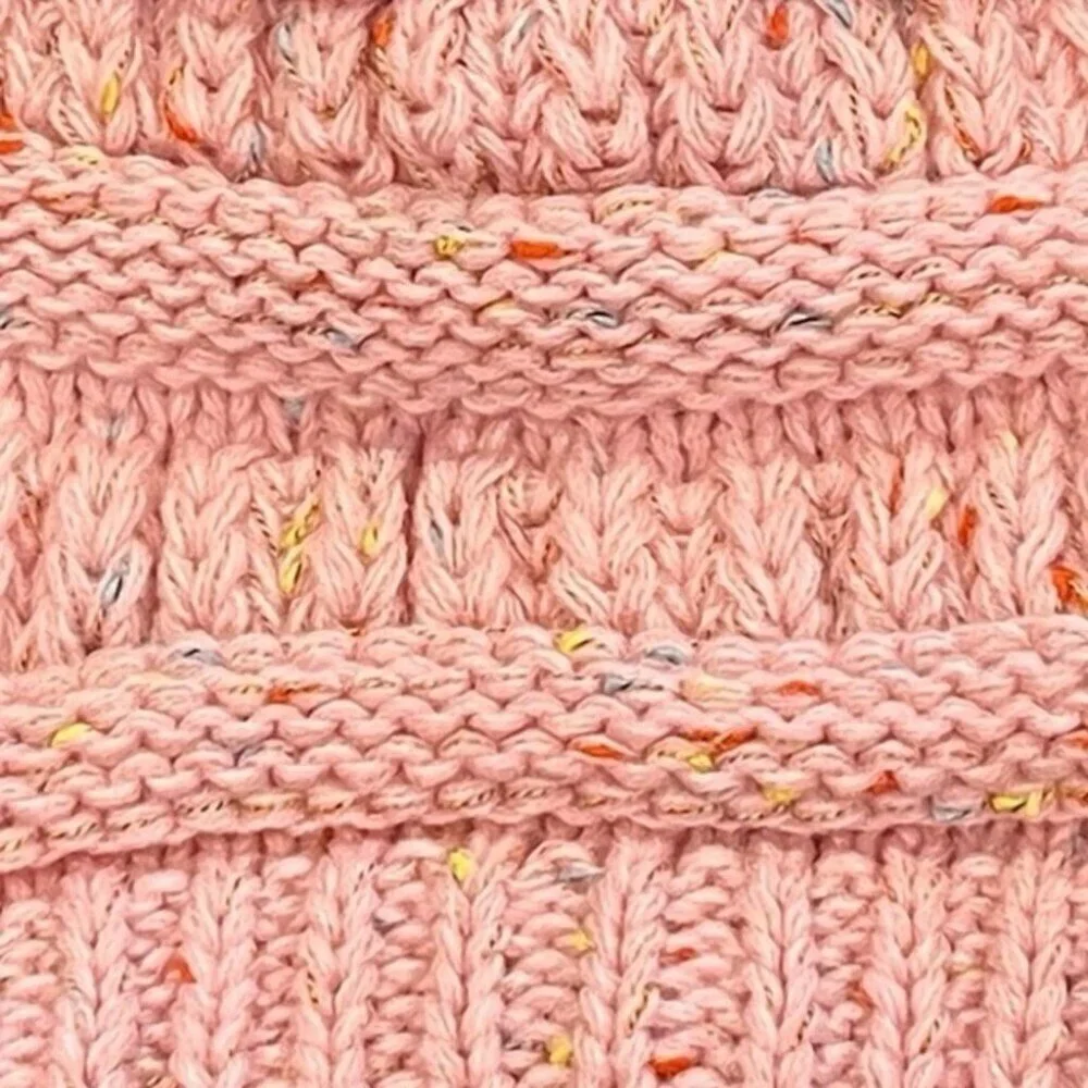❄️ 3/$17 NEW Satin Lined Winter Knitted Womens Beanie Hat Pink Cap Curly Girl